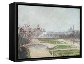 The Tuileries Gardens and the Louvre-Camille Pissarro-Framed Stretched Canvas