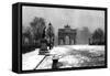 The Tuileries under Snow and the Carrousel Arch, Paris, 1931-Ernest Flammarion-Framed Stretched Canvas