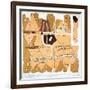 The Turin Papyrus, Reproduction of Ancient Egyptian Map of Gold Mines, c.1300 BC-null-Framed Giclee Print