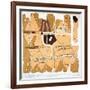 The Turin Papyrus, Reproduction of Ancient Egyptian Map of Gold Mines, c.1300 BC-null-Framed Giclee Print