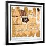 The Turin Papyrus, Reproduction of Ancient Egyptian Map of Gold Mines, c.1300 BC-null-Framed Giclee Print