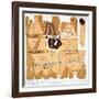 The Turin Papyrus, Reproduction of Ancient Egyptian Map of Gold Mines, c.1300 BC-null-Framed Giclee Print