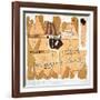 The Turin Papyrus, Reproduction of Ancient Egyptian Map of Gold Mines, c.1300 BC-null-Framed Giclee Print