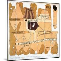 The Turin Papyrus, Reproduction of Ancient Egyptian Map of Gold Mines, c.1300 BC-null-Mounted Giclee Print