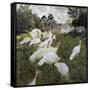 The Turkeys at the Chateau De Rottembourg, Montgeron-Claude Monet-Framed Stretched Canvas