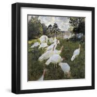 The Turkeys at the Chateau De Rottembourg, Montgeron-Claude Monet-Framed Art Print