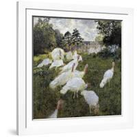 The Turkeys at the Chateau De Rottembourg, Montgeron-Claude Monet-Framed Art Print