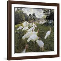 The Turkeys at the Chateau De Rottembourg, Montgeron-Claude Monet-Framed Art Print