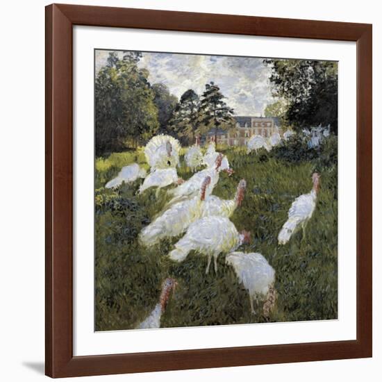 The Turkeys at the Chateau De Rottembourg, Montgeron-Claude Monet-Framed Art Print