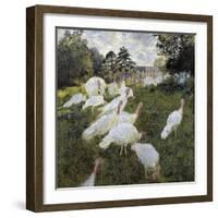 The Turkeys at the Chateau De Rottembourg, Montgeron-Claude Monet-Framed Art Print