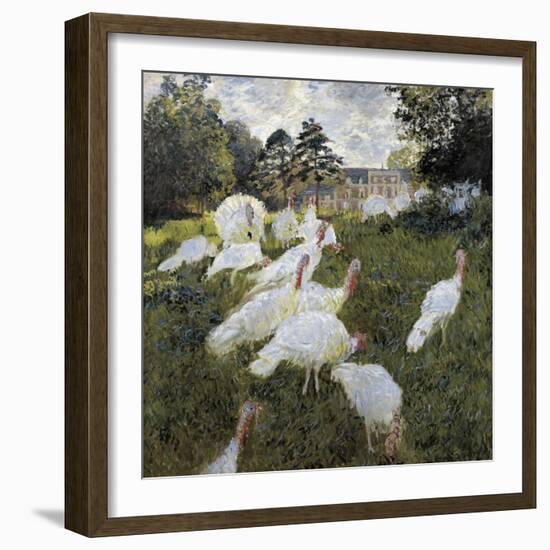 The Turkeys at the Chateau De Rottembourg, Montgeron-Claude Monet-Framed Art Print