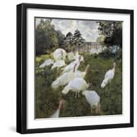 The Turkeys at the Chateau De Rottembourg, Montgeron-Claude Monet-Framed Art Print