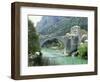 The Turkish Bridge Over the River Neretva Dividing the Town, Mostar, Bosnia, Bosnia-Herzegovina-Michael Short-Framed Photographic Print