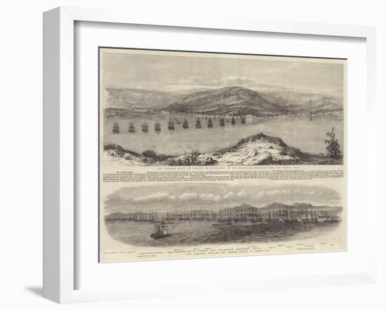 The Turkish Fleet in the Bosphorus; the Combined English and French Fleets in Besika Bay-null-Framed Giclee Print