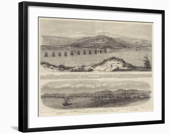 The Turkish Fleet in the Bosphorus; the Combined English and French Fleets in Besika Bay-null-Framed Giclee Print