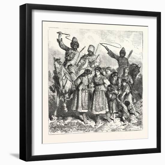 The Turko Servian War, Circassians Carying Off Bulgarian Women and Children, 1876, Turkey, Serbia-null-Framed Giclee Print