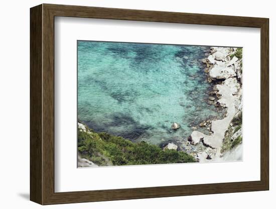 The turquoise blue Mediterranean Sea all around Formentera,-Nadja Jacke-Framed Photographic Print