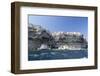 The turquoise sea frames the ancient village perched on the white cliffs, Bonifacio, Corsica, Franc-Roberto Moiola-Framed Photographic Print