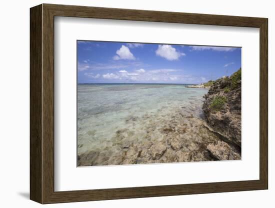 The Turquoise Shades of the Caribbean Sea Seen from the Cliffs of Green Island, Antigua and Barbuda-Roberto Moiola-Framed Photographic Print