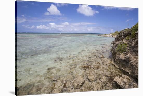 The Turquoise Shades of the Caribbean Sea Seen from the Cliffs of Green Island, Antigua and Barbuda-Roberto Moiola-Stretched Canvas