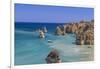 The Turquoise Water of the Atlantic Ocean and Cliffs Surrounding Praia Dona Ana Beach, Lagos-Roberto Moiola-Framed Photographic Print