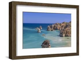 The Turquoise Water of the Atlantic Ocean and Cliffs Surrounding Praia Dona Ana Beach, Lagos-Roberto Moiola-Framed Photographic Print