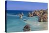 The Turquoise Water of the Atlantic Ocean and Cliffs Surrounding Praia Dona Ana Beach, Lagos-Roberto Moiola-Stretched Canvas