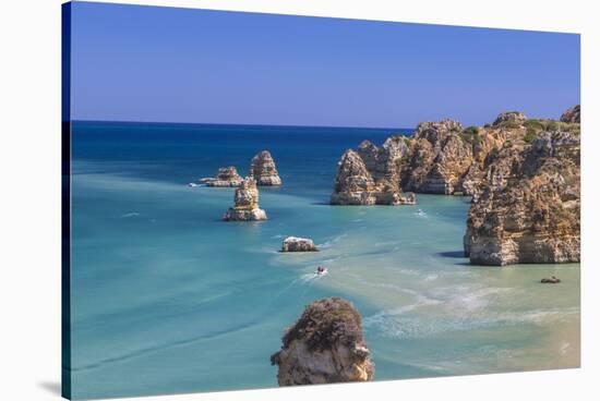 The Turquoise Water of the Atlantic Ocean and Cliffs Surrounding Praia Dona Ana Beach, Lagos-Roberto Moiola-Stretched Canvas