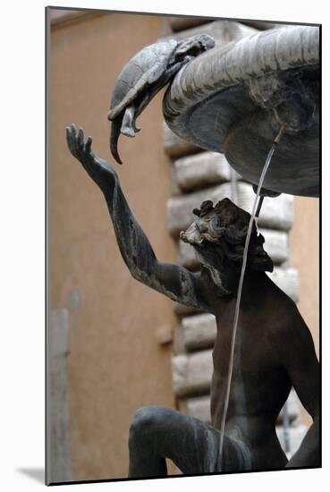 The Turtle Fountain. Detail. Turtle and Bronze Ephebe.16th Century. Rome. Italy-Giacomo della Porta-Mounted Photographic Print