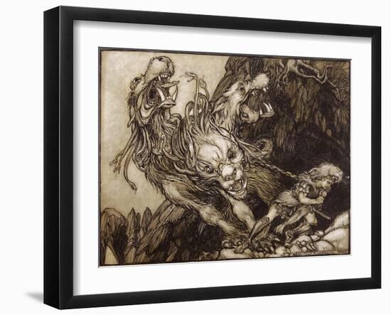 The Twelfth Labour of Hercules, Illustration from 'The Greek Heroes' by B.G. Niebuhr, 1903-Arthur Rackham-Framed Giclee Print