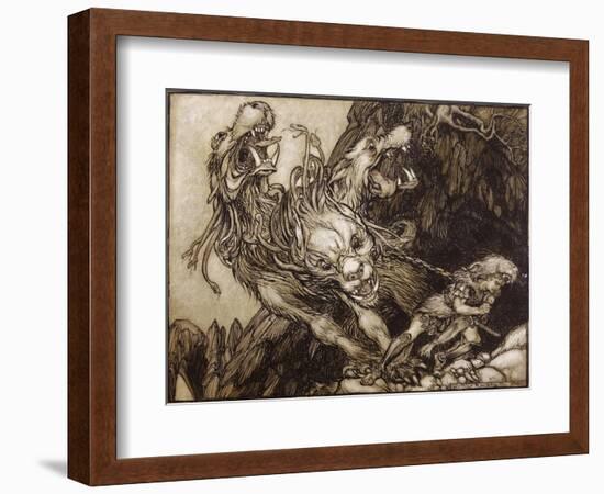 The Twelfth Labour of Hercules, Illustration from 'The Greek Heroes' by B.G. Niebuhr, 1903-Arthur Rackham-Framed Giclee Print