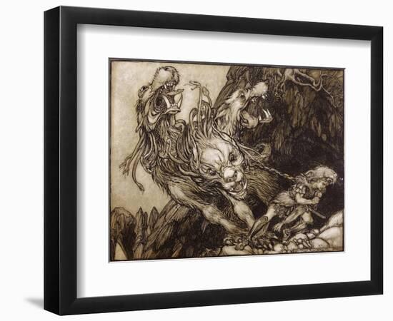 The Twelfth Labour of Hercules, Illustration from 'The Greek Heroes' by B.G. Niebuhr, 1903-Arthur Rackham-Framed Giclee Print