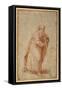 The Twelve Apostles: St. Matthias, 1518-20 (Chalk on Paper)-Giulio Romano-Framed Stretched Canvas