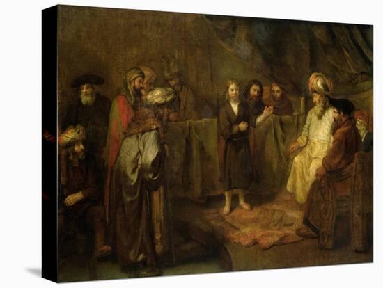 The Twelve Year Old Jesus in Front of the Scribes, circa 1655-Rembrandt van Rijn-Stretched Canvas