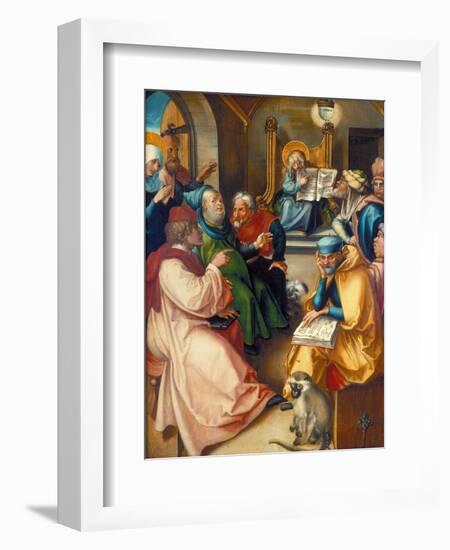 The Twelve Year-Old Jesus in the Temple, from the Altar: the Virgin's Seven Agonies, 1495-96-Albrecht Dürer-Framed Giclee Print