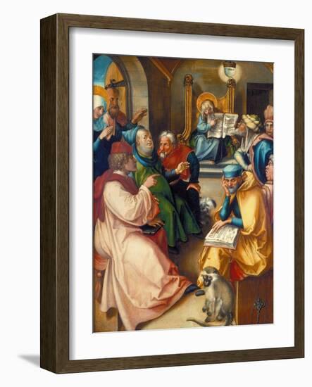 The Twelve Year-Old Jesus in the Temple, from the Altar: the Virgin's Seven Agonies, 1495-96-Albrecht Dürer-Framed Giclee Print