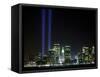 The Twin Lights Memorial Rises Above the New York City Skyline from the Waterfront-null-Framed Stretched Canvas