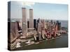 The Twin Towers of the World Trade Center Rise Above the New York Skyline-null-Stretched Canvas