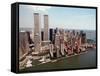 The Twin Towers of the World Trade Center Rise Above the New York Skyline-null-Framed Stretched Canvas