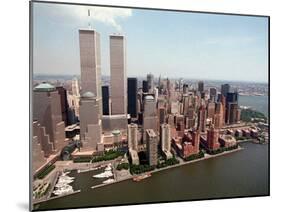 The Twin Towers of the World Trade Center Rise Above the New York Skyline-null-Mounted Premium Photographic Print