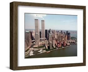 The Twin Towers of the World Trade Center Rise Above the New York Skyline-null-Framed Photographic Print