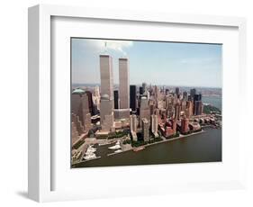 The Twin Towers of the World Trade Center Rise Above the New York Skyline-null-Framed Photographic Print