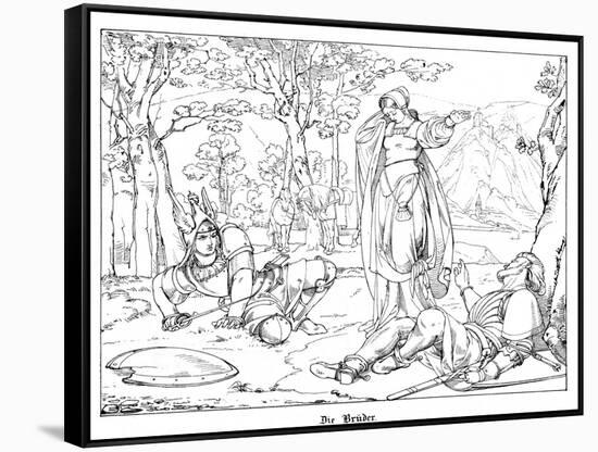 The Two Brothers, Engraved by J. Dielmann-Alfred Rethel-Framed Stretched Canvas