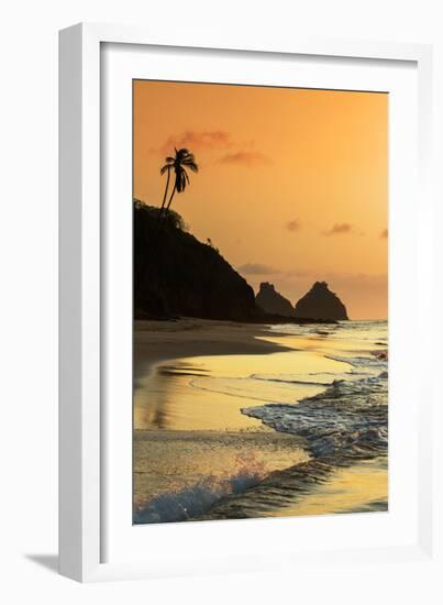 The Two Brothers Rock Formations and Praia Do Bode Beach at Sunset-Alex Saberi-Framed Photographic Print