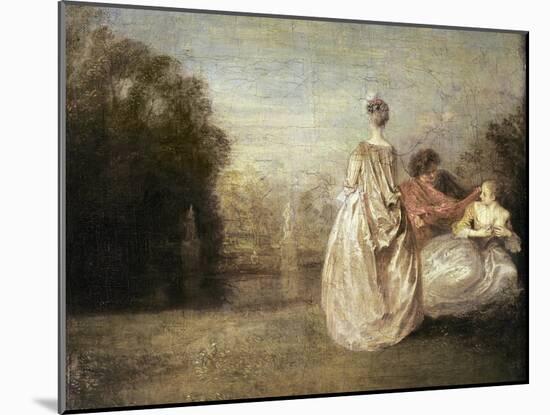 The Two Cousins, 1716-20-Jean Antoine Watteau-Mounted Premium Giclee Print