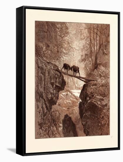 The Two Goats-Gustave Dore-Framed Stretched Canvas