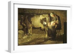 The Two Mothers, Cow with Calf and Sleeping Mother with Baby, 19th Century-Giovanni Segantini-Framed Giclee Print