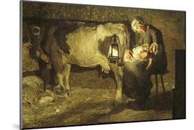 The Two Mothers, Cow with Calf and Sleeping Mother with Baby, 19th Century-Giovanni Segantini-Mounted Giclee Print