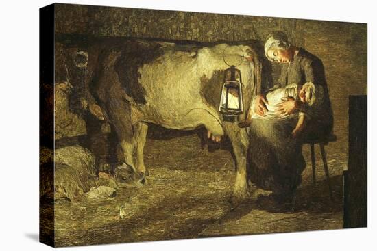The Two Mothers, Cow with Calf and Sleeping Mother with Baby, 19th Century-Giovanni Segantini-Stretched Canvas