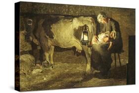 The Two Mothers, Cow with Calf and Sleeping Mother with Baby, 19th Century-Giovanni Segantini-Stretched Canvas